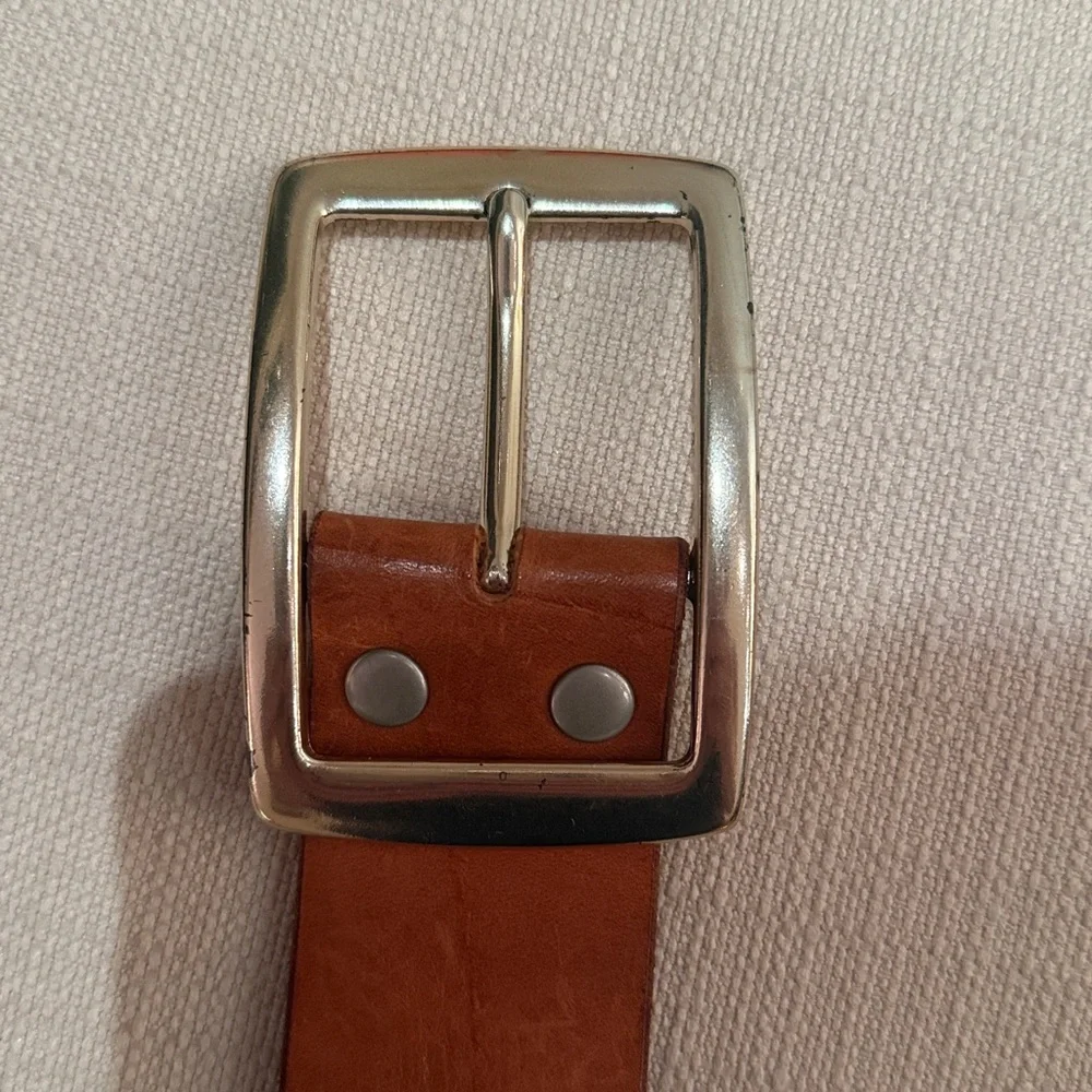 Brown Leather Studded Belt One Size